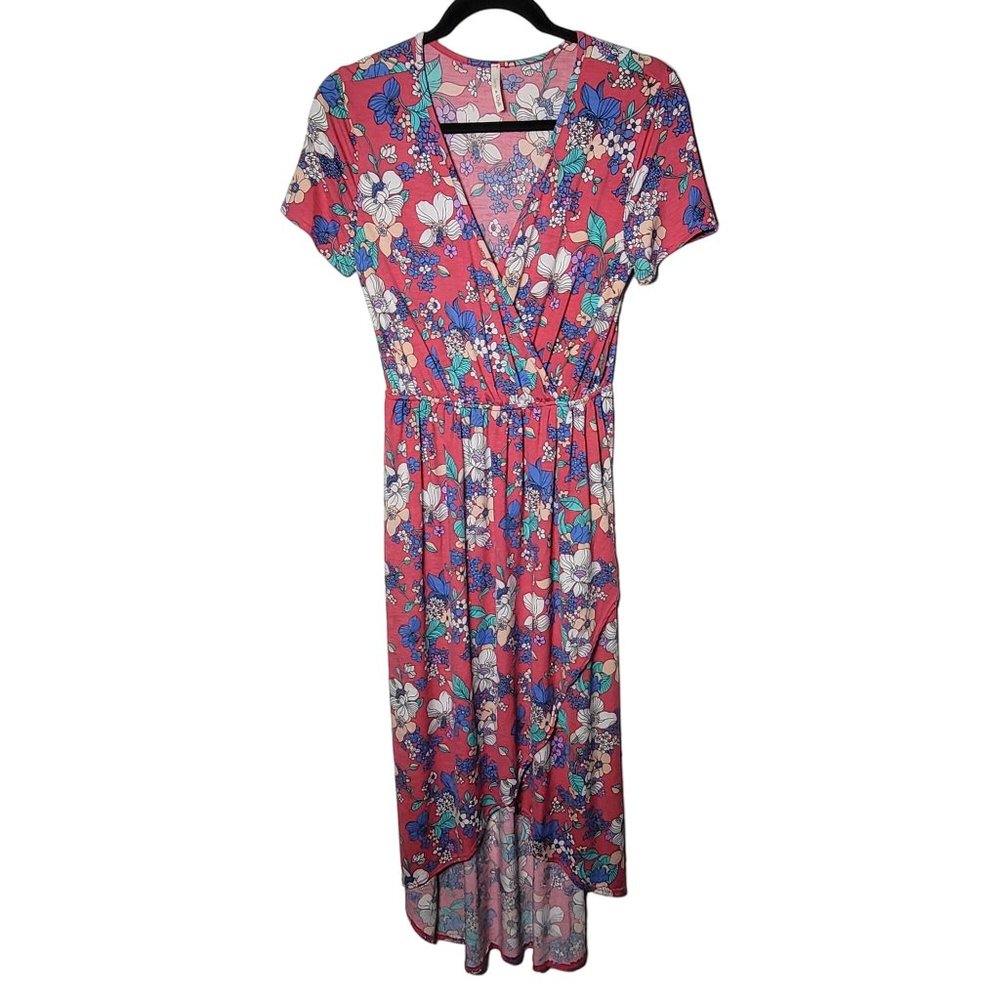 Lime n Chili Womens Faux Wrap Floral High Low Maxi Dress Size Small Boho Stretch
